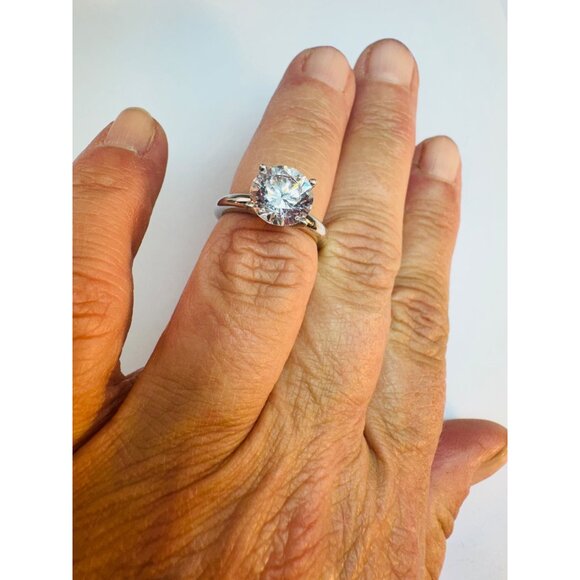 Estate Sterling Silver 925 Solitaire CZ Engagement Ring Size 6, 3.2g Classic - Picture 6 of 9